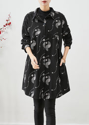 Italian Black Oversized Print Cotton Trench Fall