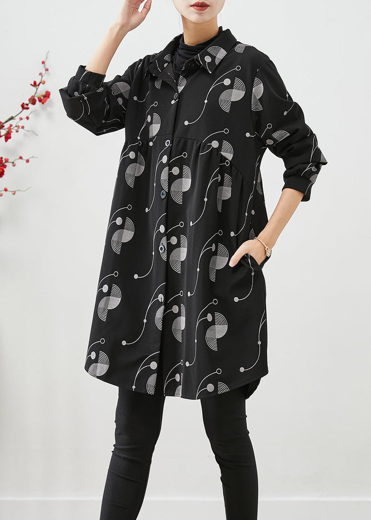 Italian Black Oversized Print Cotton Trench Fall