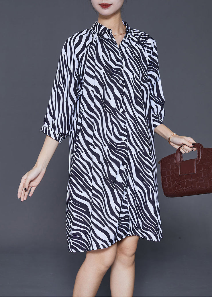 Italian Black Oversized Striped Shirt Dress Half Sleeve