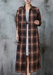 Italian Brown Oversized Cotton Shirt Dress Spring