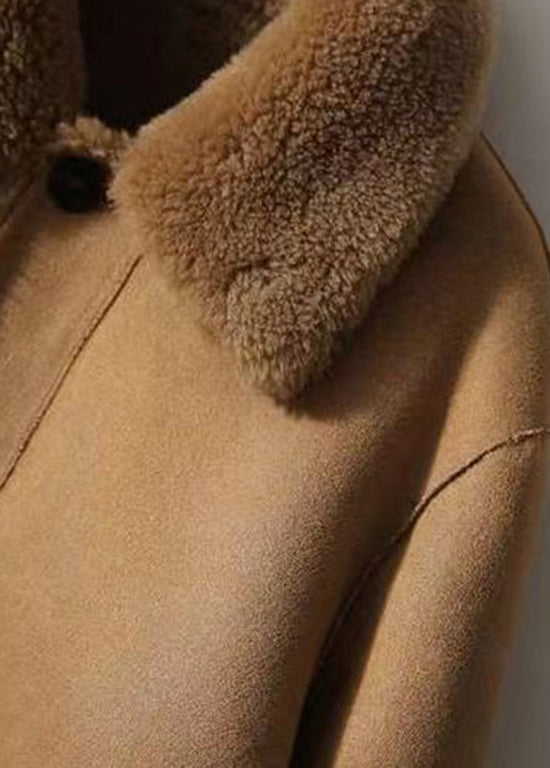 Italian Brown Peter Pan Collar Wear On Both Sides Wool Coats Winter