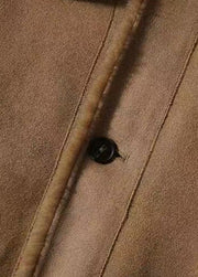 Italian Brown Peter Pan Collar Wear On Both Sides Wool Coats Winter