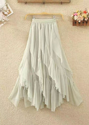 Italian Coffee Ruffled Patchwork Asymmetrical Tulle Skirts Spring