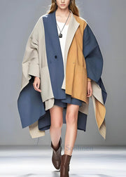 Italian Colorblock Asymmetrical Patchwork Cotton Coat Outwear Spring