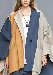 Italian Colorblock Asymmetrical Patchwork Cotton Coat Outwear Spring