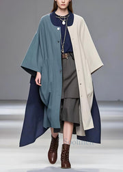 Italian Colorblock Asymmetrical Patchwork Cotton Trench Coat Spring