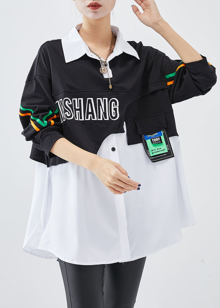 Italian Colorblock Oversized Patchwork Cotton Sweatshirt Streetwear Fall