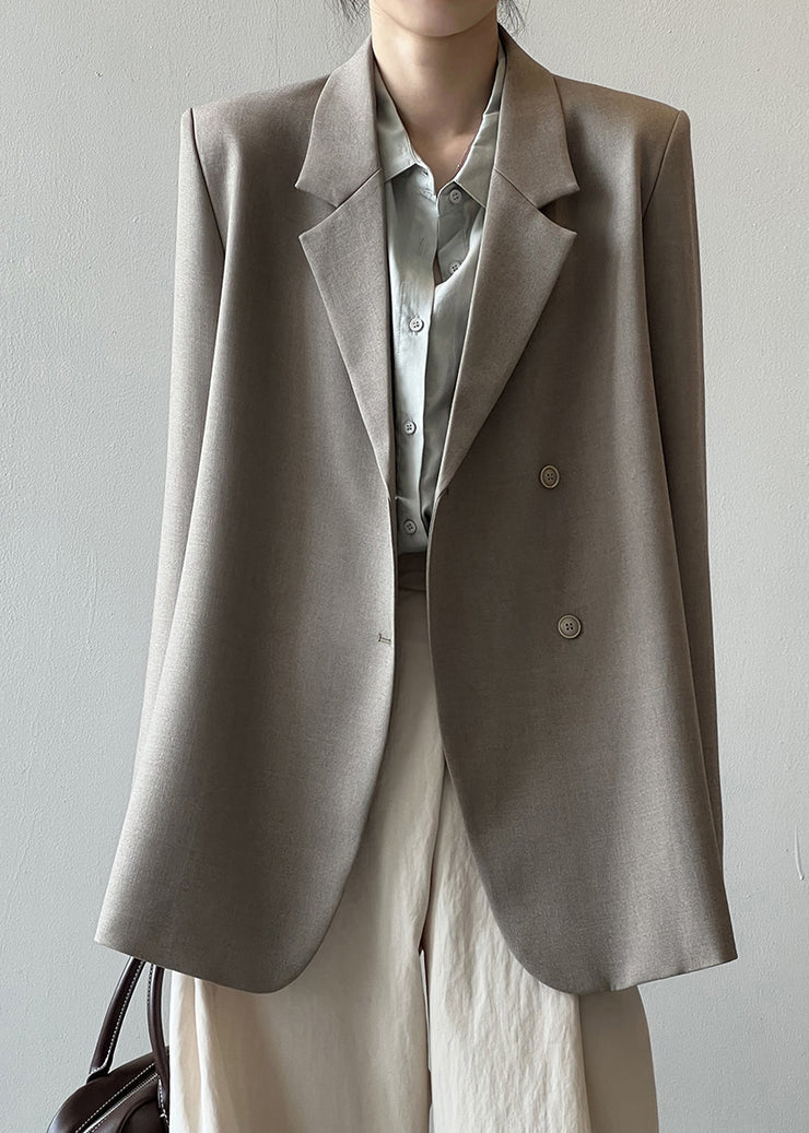 Italian Grey Coffee Notched Pockets Suit Coat Autumn