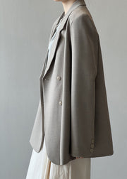 Italian Grey Coffee Notched Pockets Suit Coat Autumn