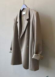 Italian Grey Coffee Notched Pockets Suit Coat Autumn