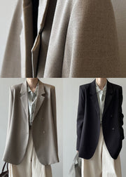 Italian Grey Coffee Notched Pockets Suit Coat Autumn