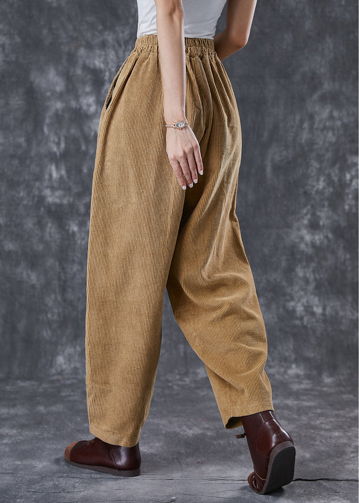 Italian Khaki Oversized Patchwork Applique Corduroy Pants Trousers Spring