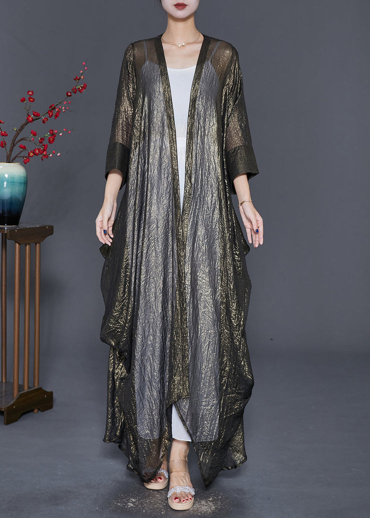 Italian Oversized Asymmetrical Design Silk Long Cardigan Fall