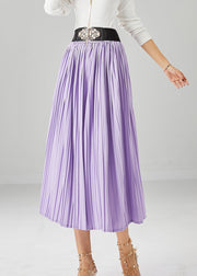 Italian Purple Exra Large Hem Chiffon Pleated Skirt Fall