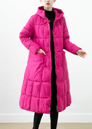 Italian Rose Hooded Pockets Fine Cotton Filled Puffer Jacket Winter