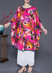 Italian Rose Oversized Print Ice Silk Long Dresses Summer