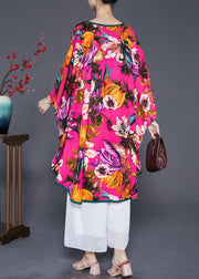 Italian Rose Oversized Print Ice Silk Long Dresses Summer