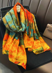 Italian Style Yellow Printed Versatile Silk Scarf