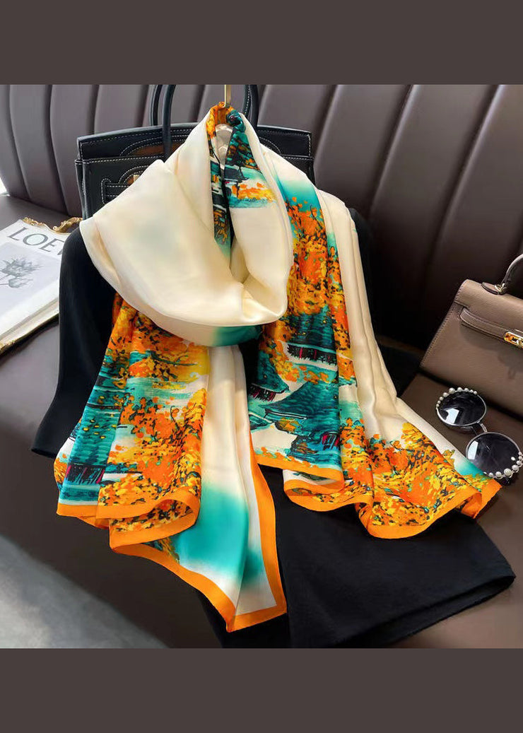 Italian Style Yellow Printed Versatile Silk Scarf