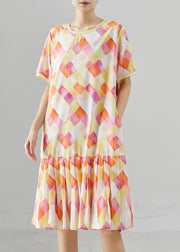 Italian Yellow Oversized Print Chiffon Tea Dresses Summer