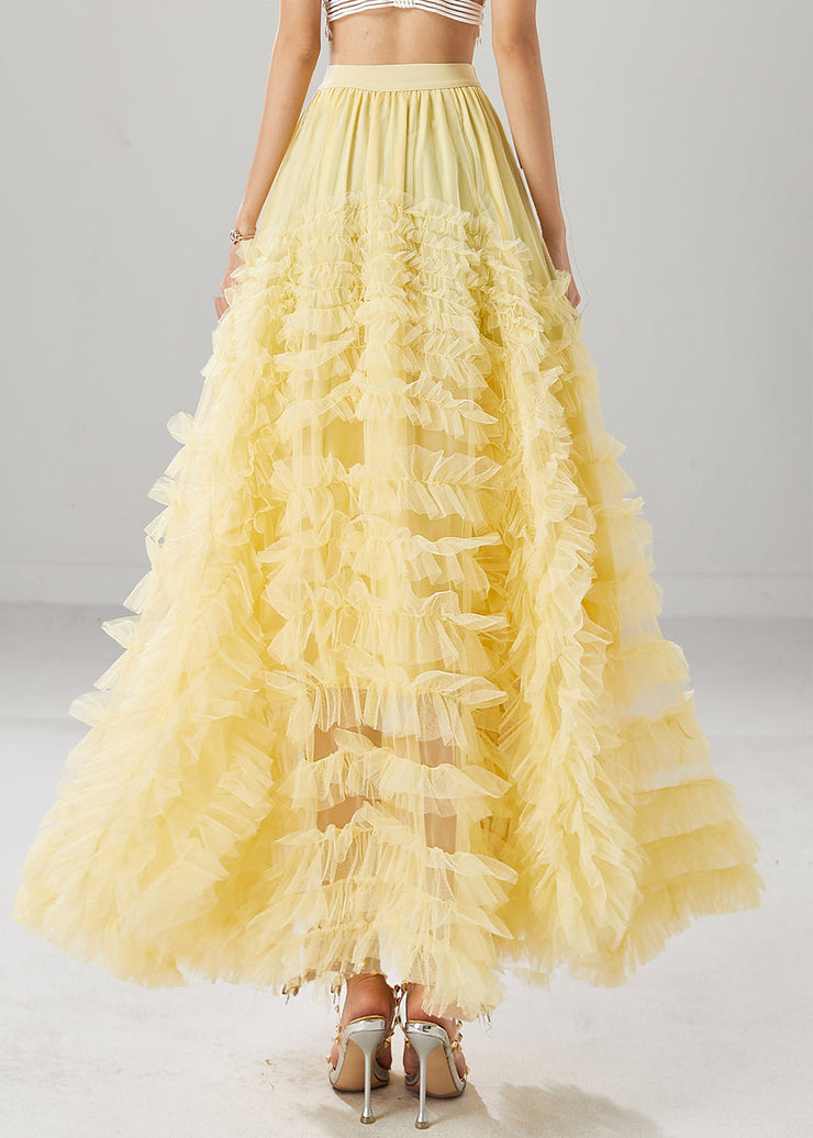 Italian Yellow Ruffled Exra Large Hem Tulle Skirts Fall