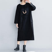 Italian black cotton clothes For Women Fine Catwalk cotton spring o neck asymmetric Dresses