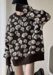 Jacquard Coffee O Neck Cozy Knit Sweaters Winter