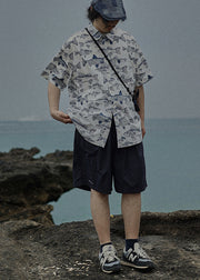 Japanese Style Loose Printed Hawaiian Shirt Men's Short Sleeved