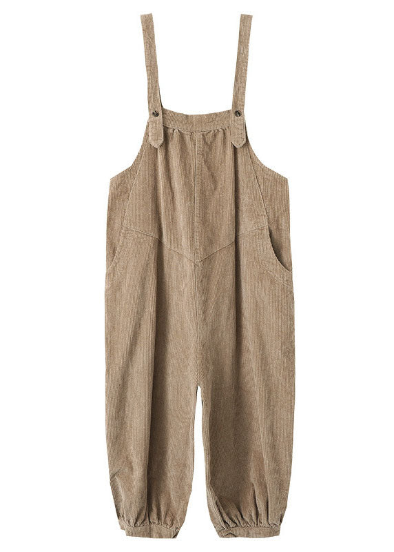 Khaki Corduroy Loose Overalls Jumpsuit Oversized Pockets Fall