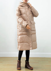 Khaki Duck Down Puffer Jacket Oversized Hooded Winter