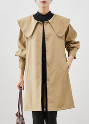 Khaki Oversized Cotton Coat Trench Peter Pan Collar Fall