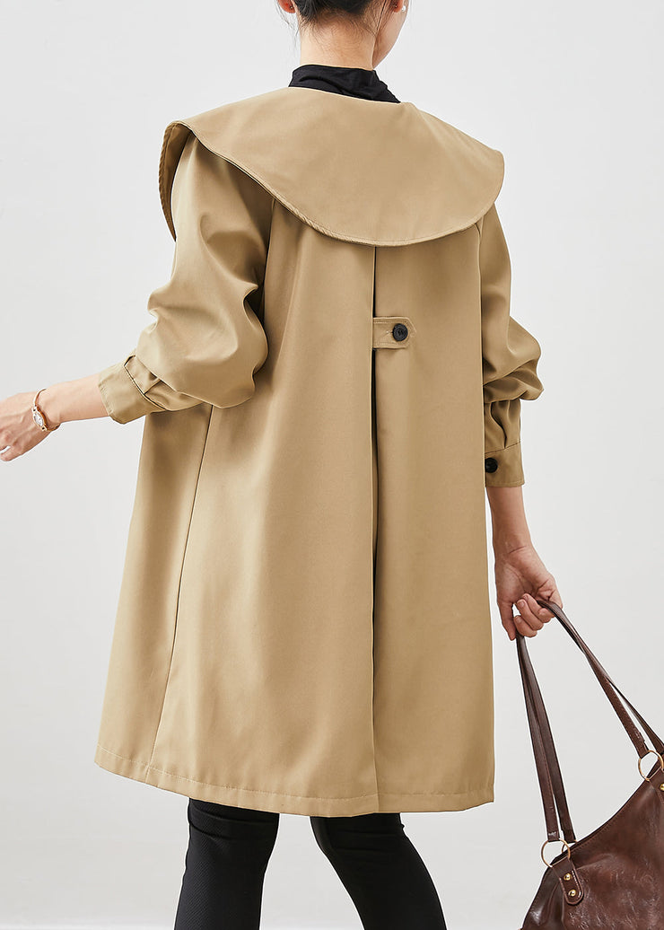 Khaki Oversized Cotton Coat Trench Peter Pan Collar Fall