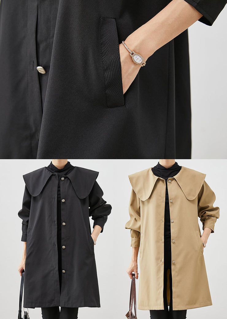 Khaki Oversized Cotton Coat Trench Peter Pan Collar Fall