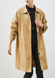 Khaki Pockets Cotton Coat Outwear Oversized Spring