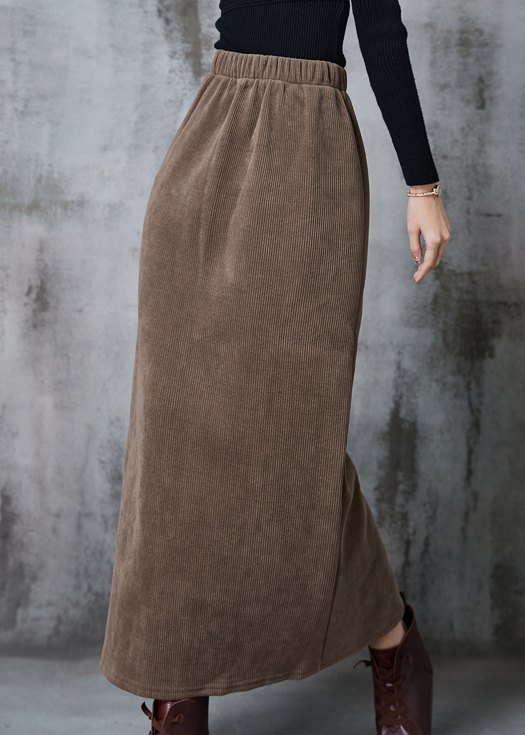 Khaki Silm Fit Corduroy Skirt Side Open Spring