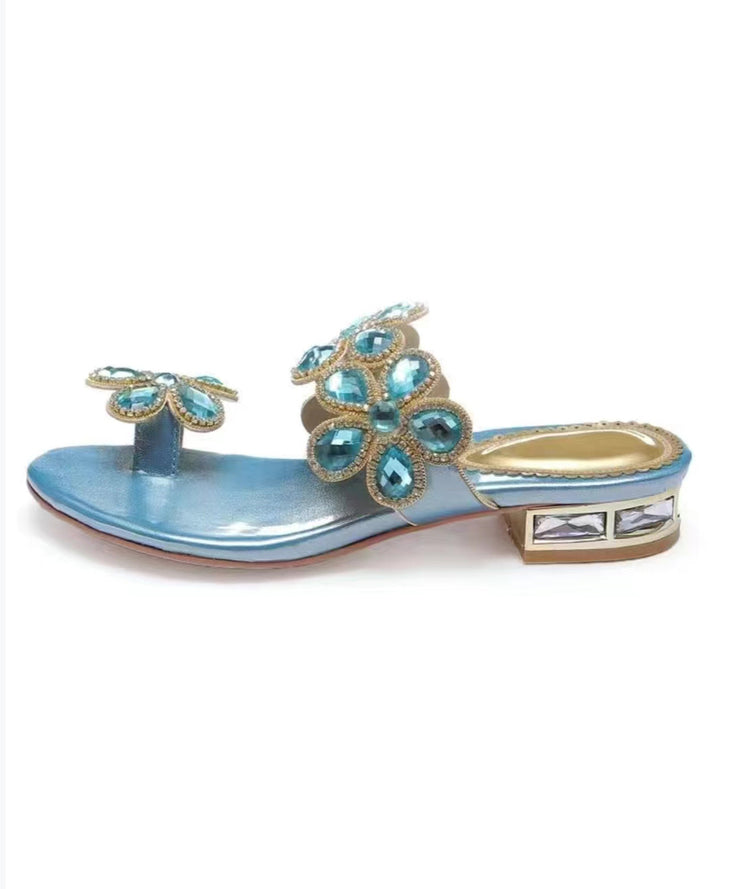 Lake Blue Boutique Zircon Peep Toe Slide Sandals