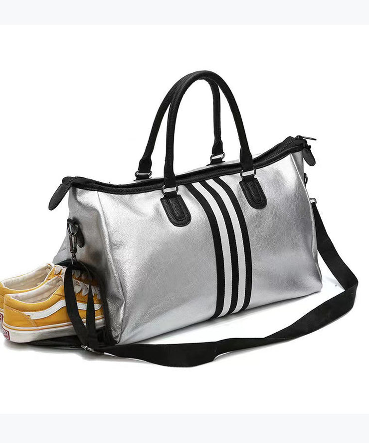 Large Capacity Black Striped Solid Durable Tote Handbag