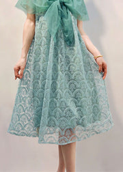 Light Blue Patchwork Tulle Dresses Ruffled Embroideried Summer