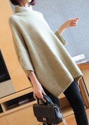 Light Green Oversized Knit Pullover High Neck Spring