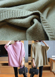 Light Green Oversized Knit Pullover High Neck Spring