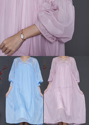 Light Purple Chiffon Dress Two Pieces Set Oversized Lantern Sleeve