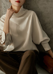 Loose Apricot Colour Turtleneck Button Nail bead Sweatshirts Long Sleeve