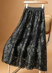 Loose Apricot Embroidered High Waist Tulle Skirt Summer