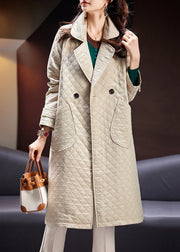 Loose Apricot Peter Pan Collar Pockets Cotton Coats Long Sleeve