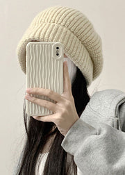 Loose Beige Cotton Knit Bonnie Hat