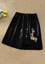 Loose Beige Print Pockets Lace Up Cotton Men Beach Shorts Summer