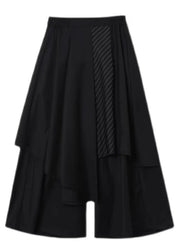 Loose Black Asymmetrical High Waist Men Wide Leg Pants Summer