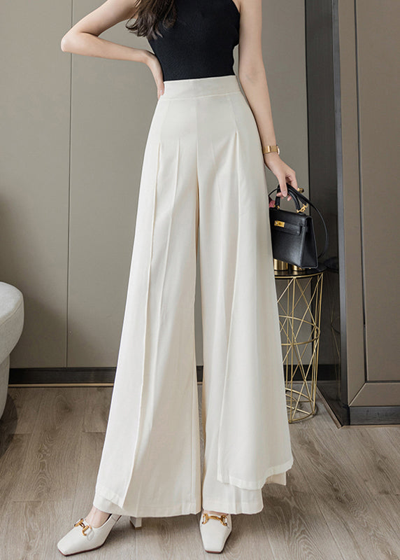 Loose Black High Waist Draping Chiffon Wide Leg Pants Summer