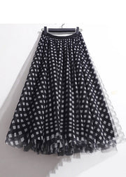 Loose Black Plaid High Waist Tulle Skirts Summer