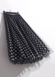 Loose Black Plaid High Waist Tulle Skirts Summer